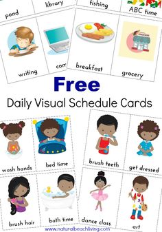 the free daily visual schedule cards for children to use in their homes and school days