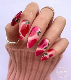 Spring Acrylic Nails, Cute Spring Nails, Her Nails, Almond Nails Designs, Simple Nail Designs, Pedicures, Heart Nails, Fall Nail, Nail Designs Spring