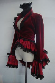 Red Velvet Bustled Jacket Gothic Mode, Steampunk Costume, Burgundy Velvet, Gothic Outfits, 가을 패션, Steampunk Fashion, Fantasy Fashion, Gothic Lolita, Character Outfits