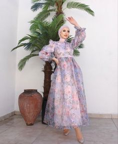 Enchanted Garden Dress, Hijabi Dresses, Dress Muslimah, Ethereal Dress, Muslimah Dress, Flower Theme, Garden Dress, Dubai Fashion, Enchanted Garden