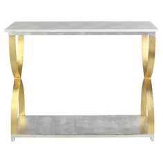 a white and gold console table