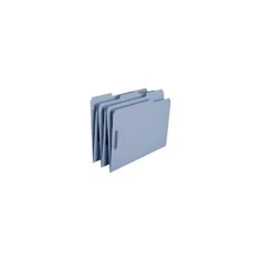 four blue folders stacked on top of each other in front of a white background