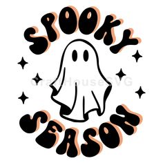 a black and white drawing of a ghost with the words booy season written below it