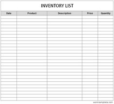 an inventory list is shown in this image