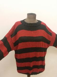 Kurt Cobain Red and Black Striped Jumper Oversize Sweater, Mens Grunge Sweater, Unisex Knit Sweater, Punk Rock 90s, Nirvana, Gothic Clothing by ElamodaHandmade on Etsy Nancy Wheeler Striped Sweater, Curt Cobain Sweater, Crochet Black Winter Sweater, Black And White Striped Chunky Sweater, Joseph Quinn Sweater, Racer Worldwide Sweater Crochet, Punk Rock 90s, Mens Grunge, Grunge Sweater