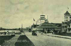 an old black and white photo of a town