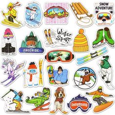 Ski Stickers and Decals Skiing Stickers Ski Helmet Stickers Snowboard Stickers and Decals Sports Stickers Winter Stickers for Kids, affiliate, Ski Stickers and Decals with Nice Size-2 to 3.5 inch vinyl stickers.Same as the photos and no duplicates.The ski helmet stickers are easy to use and don't leave a residue when take them off. ad Ski Stickers, Snowboard Stickers, Skiing Humor, Winter Stickers, Printable Sports, Snow Adventure, Snowboard Helmet, Snowboarding Style, Ski Helmet