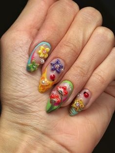 Chappell Roan Nail Art, Chappell Roan Nails, Statement Nails, Winter Nail Art Designs, Retro Nails, Pretty Gel Nails