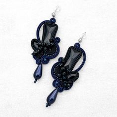 Evening Jewelry, Dark Sapphire, Handmade Jewellery, Unique Weddings, Polymer Clay, Sapphire, Handmade Jewelry, Jewelry Design