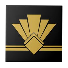 an art deco style black and gold tile with the words art deco fausst & black club