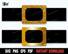 black and gold glittered square frame svg eps png dxf cut file