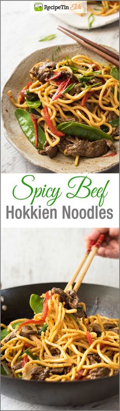 this spicy beef hok mein noodles is an easy and delicious meal