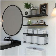 the bathroom is clean and ready to be used as a storage area for toiletries