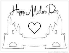 a happy mother's day card with a castle in the middle and a heart on it