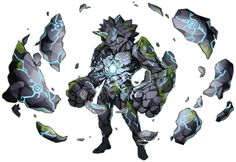 an image of a man that is standing in the middle of shattered rocks and debris