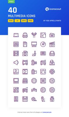 the 40 multimedia icons are displayed in this screenshote, which shows different types of devices