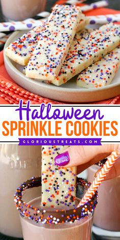 These easy and delicious Halloween Sprinkle Cookies are so good it’s almost SPOOKY! My favorite sugar cookies get a fun Halloween twist with the addition of colorful Halloween sprinkles. They’re simple, easy to make and so delicious – the perfect Halloween treat! Fun Halloween Desserts, Halloween Cookie Recipes, Halloween Party Treats, Halloween Foods, Perfect Sugar Cookies, Desserts Cookies, Cookie Sticks, Halloween Snack, Halloween Sprinkles