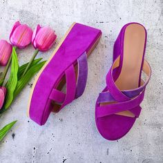 "❣ PRODUCT DESCRIPTION Awesome lady's purplein two shades from suede leather flatforms, as elegant as they are laidback, will definitely elevate your look! The favorite style features leather straps in purple color at the front a classic \"x\" style sandal finished with an anti-skid rubber outsole. Platform height: 6cm. Strappy fashion shoes give a chic classic style to your outfit. The heel is also covered with suede leather. The sole is lightweight and handmade with high-durability rubber and cork.  Each pair is handmade to order. If you are not sure about your size or need a different one, please send us a mail through the \"Ask a question\" and we will assist you. Please don't hesitate to contact me for any help  * Upper:Suede Leather * Insoles: Soft Leather * Outsoles: Durable Anti-sl Purple High Heel Wedge Sandals For Spring, Purple Platform Wedge Sandals, Purple Suede High Heel Heels, Purple Suede High Heels, Purple Leather Heels For Summer, Summer Purple Leather Heels, Purple Wedges, Heel Wedges, Womens Espadrilles Wedges