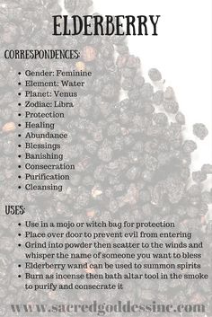 the ingredients for elderberry are shown in this poster, which includes information on how to use