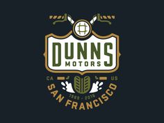 the logo for duns motor's san francisco, california motorcycle club on a dark background