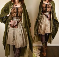 Green Pirate Aesthetic Outfit, Fantasy Overalls Outfit, Herbal Witch Aesthetic Outfits, Dnd Clothes Aesthetic, Renfaire Cottagecore Outfit, Cottagecore Elf Outfit, Herbalist Aesthetic Outfit, Viking Core Outfit, Cottagecore Fairy Costume