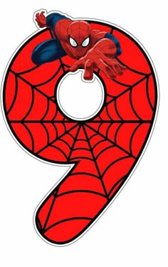 a spiderman face with the number nine on it