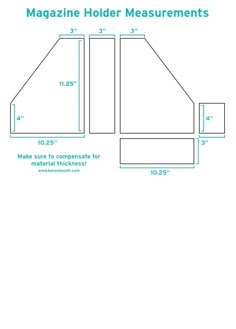 the measurements for a magazine holder