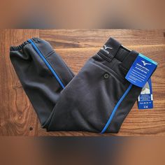 Nwt Girls Small Black With Blue Pinstripe Softball Pant. Perfect Condition And Ready To Ship! See Last Pics For Measurements. Kids Bottoms, Softball, Black Blue, Blue Black, Pants, Blue, Color, Black, Trousers