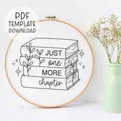 a cross stitch pattern with the words just one more chance in front of a green vase