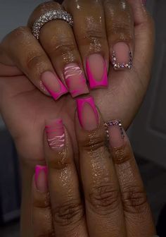 Types Of Square Nails, Nails Design Short Nails Popular, Shorts Nails Black Women, Nail Ideas Boujee, Short Pink Nails With Gems, Short Nails Acrylic Color Ideas, Short Cute Birthday Nails, Cute Short Nail Sets Purple, Short Birthday Nails Black Women