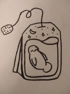 a drawing of a toaster with a hot dog on it