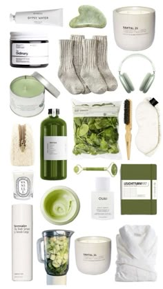 Green Wellness Aesthetic, Wellness Mood Board, Wellness Collage, Wellness Girly, Wellness Aesthetic, Green Skincare, Makeup Aesthetic, Body Serum, Healthy Girl