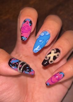 Arcane jinxnails Nail Inspo Rockstar Gf, Jinx Nail Art, Arcane Nails Design Vi