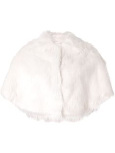 ivory faux-fur detailing classic collar hook and eye fastening cropped Printed Kimono Jacket, Supernatural Dr, Faux Fur Cape, Fur Design, Faux Fur Shawl, Velvet Cape, Cashmere Cape, Fur Gloves, Fur Cape