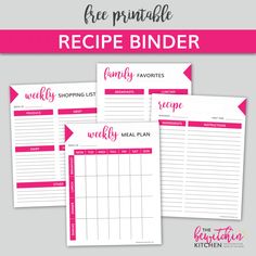 free printable recipe binder for the whole meal