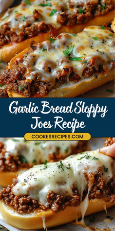 garlic bread sloppy joes recipe with cheese on top