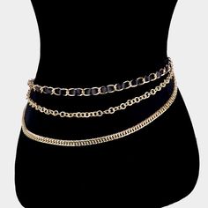 Size: 4” H, 28”+ 18” L Extensions Will Fit Upto 45” Waist Metal Chain Belly Waist Chain Vegan Leather Tags: Wide Waist Leather Western/ Cowboy Chain Corset Studded Vintage Rhinestone Crystal Buckle Bag Clincher Harness Suspenders Skinny Designer Elastic Stretch Chunky Black & Gold Belly Chain Corset, Chanel Chain Belt, Bling Belts, Buckle Bag, Statement Belt, Boho Belts, Layered Chain, Buckle Bags, Wide Leather Belt