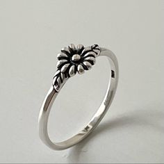 Sterling Silver Small Daisy With Leaves Ring, Daisy Ring, Flower Ring, Leaves Ring, Dainty Ring, Floral Ring, Boho Ring, Statement Ring, May Also Be Worn As A Midi Ring, Or As A Toe Ring. 925 Stamped The Daisy Symbolized Motherhood And Childbirth And Through That Was Associated With Love, Sensuality, And Fertility. Perfect Gift Idea For Any Occasion: Birthday, Anniversary, Engagement, Graduation, Bridesmaid, Mother’s Day, Valentine’s Day, Christmas, Promise. Your Purchase Includes A Gift Box Com Western Rings Simple, Silver Pinky Ring, Western Rings, Leaves Ring, Casual Rings, Daisy Ring, Ring Flower, Floral Ring, Midi Ring