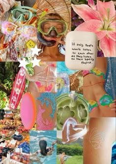 a collage of photos with flowers, people and words written on the side of them