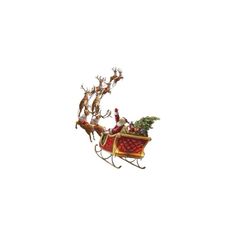 santa's sleigh with reindeers and presents on it flying in the sky