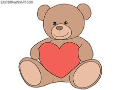 a teddy bear with a heart on it's chest sitting in front of a white background