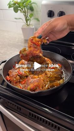 someone is cooking food in a pan on the stove