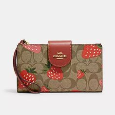 Coach, Large Size, Khaki Multi Color, Snap And Zip Closure, Leather Coach Rectangular Wallet For Travel, Coach Rectangular Travel Wallet, Coach Travel Wallets Rectangular, Coach Travel Wallet, Rectangular, Coach Travel Wallet Pouch, Coach Wallet With Detachable Strap, Coach Wallet With Detachable Strap For Everyday Use, Red Coach Wallet With Interior Card Slots, Coach Rectangular Wallet For Shopping