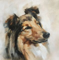 an oil painting of a dog's head