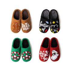 Start a Christmas movie marathon, lounge by the fireplace and mail that letter to Santa with crazy soft slippers on your super cozy feet! Each pair features festive embroidered designs and branded indoor/outdoor soles. Cozy cushy slippers with festive designs.Non-slip rubber soles with branded print.Machine washable.Women’s sizing: small feet (5-6), medium feet (7-8), big feet (9-10). Christmas Movie Marathon, Sleigh All Day, Letter To Santa, By The Fireplace, Comfy Slippers, Embroidered Designs, Soft Slippers, Movie Marathon, Christmas Movie