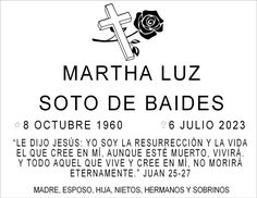 a black and white poster with the words martha luz sotto de baies