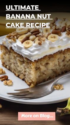 Ultimate Banana Nut Cake Recipe One Bowl Banana Cake, Banana Nut Pound Cake Recipe, Banana Crunch Cake Recipe, Banana Nut Cake Recipe, Nut Cake Recipes, Banana Nut Cake, Banana Walnut Cake, Lush Recipes, Nut Cake