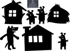 black silhouettes of cats and dogs in front of houses