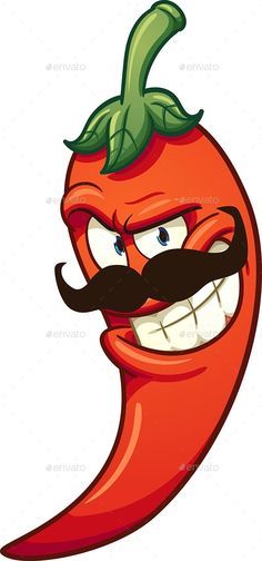 a cartoon red pepper with a mustache