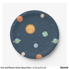 a paper plate with planets and the sun on it